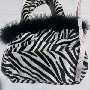 Zebra Print Faux Fur Women's Bag